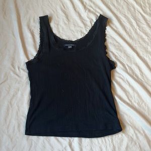 American Eagle black tank top with lace trim, size small.